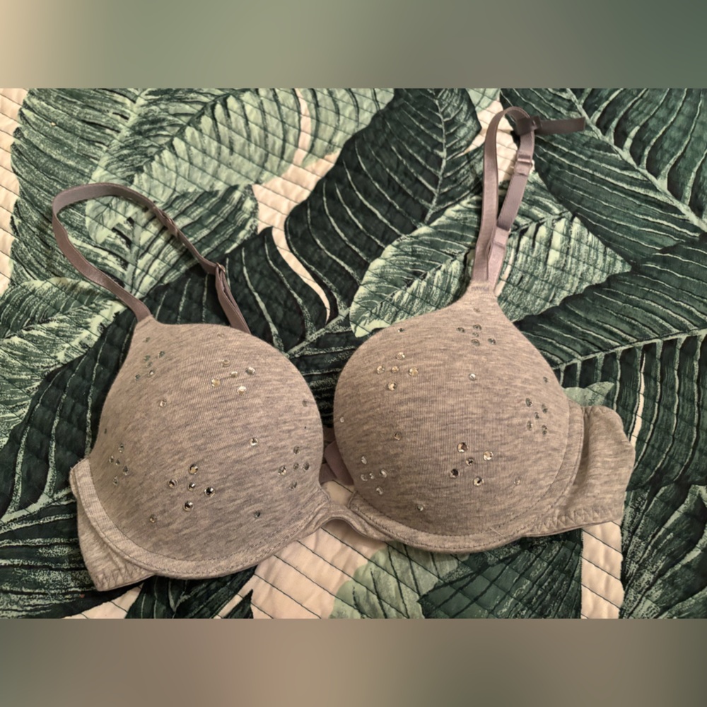 New AERIE Brooke gray rhinestone bra SZ 34B